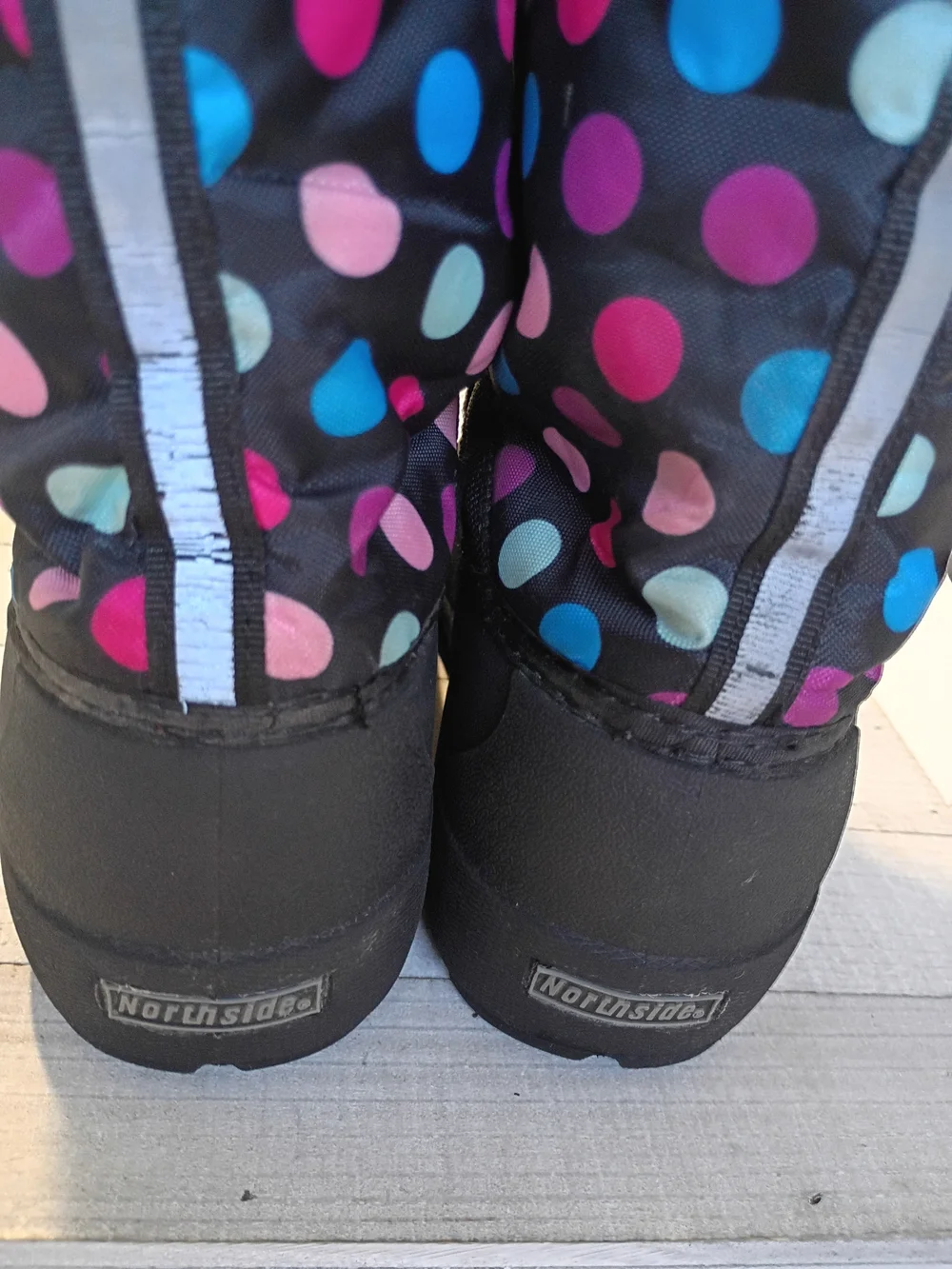 Northside Kids Size 2 Frosty Insulated Winter Snow Boots Black Polka Dot